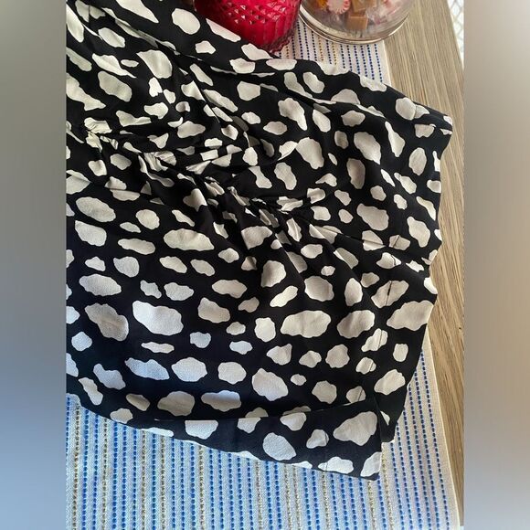 Maje Mini Dress Size 6 Rosima Black & White Ruched Wrap Front Long Sleeve NWT - Picture 11 of 16